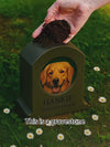 Personalized Pet Memorial with Picture Frame & Flower Planter – Custom Granite Tombstone for Pets